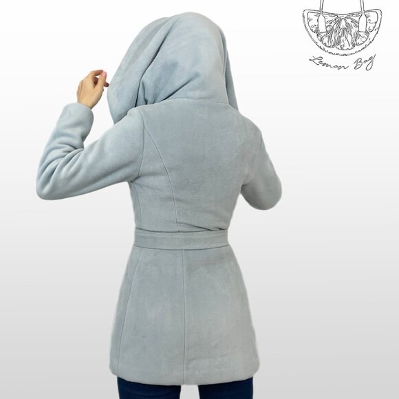 One of a Kind Exclusive/ Winter Fall Hooded Fitted Coat / Color Baby Blue/Size S - Picture 5 of 12